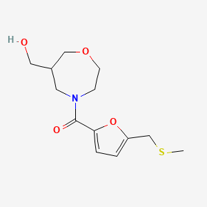 molecular formula C13H19NO4S B5507368 (4-{5-[(methylthio)methyl]-2-furoyl}-1,4-oxazepan-6-yl)methanol 