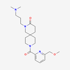 molecular formula C22H34N4O3 B5507374 2-[3-(dimethylamino)propyl]-9-{[6-(methoxymethyl)pyridin-2-yl]carbonyl}-2,9-diazaspiro[5.5]undecan-3-one 