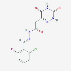 molecular formula C12H9ClFN5O3 B5507390 N'-(2-chloro-6-fluorobenzylidene)-2-(3,5-dioxo-2,3,4,5-tetrahydro-1,2,4-triazin-6-yl)acetohydrazide 