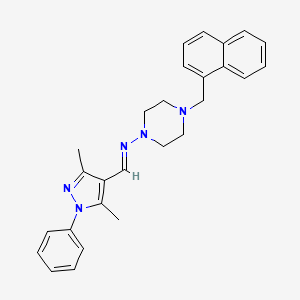 molecular formula C27H29N5 B5507394 N-[(3,5-二甲基-1-苯基-1H-吡唑-4-基)亚甲基]-4-(1-萘甲基)-1-哌嗪胺 