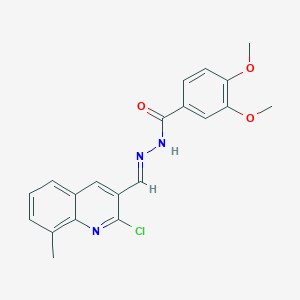 molecular formula C20H18ClN3O3 B5507425 N'-[(2-氯-8-甲基-3-喹啉基)亚甲基]-3,4-二甲氧基苯甲酰肼 