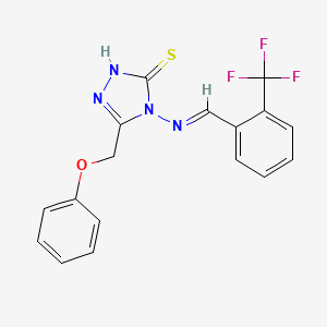 molecular formula C17H13F3N4OS B5507442 5-(phenoxymethyl)-4-{[2-(trifluoromethyl)benzylidene]amino}-4H-1,2,4-triazole-3-thiol 