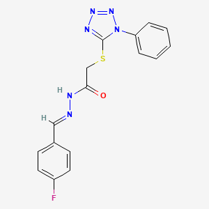 molecular formula C16H13FN6OS B5507476 N'-(4-fluorobenzylidene)-2-[(1-phenyl-1H-tetrazol-5-yl)thio]acetohydrazide 