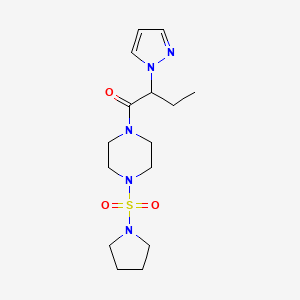 molecular formula C15H25N5O3S B5507490 1-[2-(1H-吡唑-1-基)丁酰]-4-(1-吡咯烷基磺酰基)哌嗪 