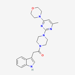 molecular formula C23H28N6O2 B5507495 3-(2-{4-[4-甲基-6-(4-吗啉基)-2-嘧啶基]-1-哌嗪基}-2-氧代乙基)-1H-吲哚 