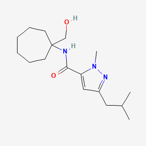 molecular formula C17H29N3O2 B5507527 N-[1-(hydroxymethyl)cycloheptyl]-3-isobutyl-1-methyl-1H-pyrazole-5-carboxamide 