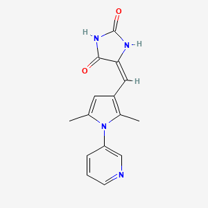 molecular formula C15H14N4O2 B5507544 5-{[2,5-dimethyl-1-(3-pyridinyl)-1H-pyrrol-3-yl]methylene}-2,4-imidazolidinedione 