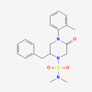 molecular formula C20H25N3O3S B5507602 2-benzyl-N,N-dimethyl-4-(2-methylphenyl)-5-oxo-1-piperazinesulfonamide 