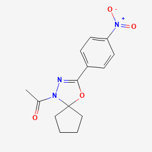 molecular formula C14H15N3O4 B5507610 1-乙酰基-3-(4-硝基苯基)-4-氧杂-1,2-二氮杂螺[4.4]壬-2-烯 