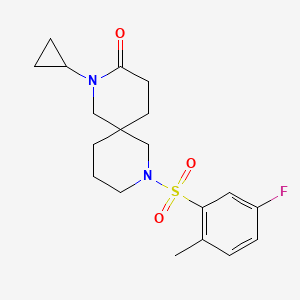 molecular formula C19H25FN2O3S B5507620 2-环丙基-8-[(5-氟-2-甲苯基)磺酰基]-2,8-二氮杂螺[5.5]十一烷-3-酮 