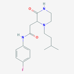 molecular formula C17H24FN3O2 B5507636 N-(4-氟苯基)-2-[1-(3-甲基丁基)-3-氧代-2-哌嗪基]乙酰胺 