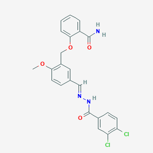 molecular formula C23H19Cl2N3O4 B5507646 2-({5-[2-(3,4-dichlorobenzoyl)carbonohydrazonoyl]-2-methoxybenzyl}oxy)benzamide 