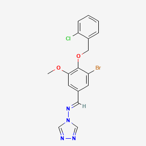 molecular formula C17H14BrClN4O2 B5507708 N-{3-溴-4-[(2-氯苄基)氧基]-5-甲氧基苄叉亚甲基}-4H-1,2,4-三唑-4-胺 