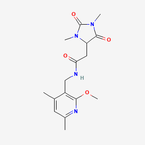 molecular formula C16H22N4O4 B5507709 2-(1,3-dimethyl-2,5-dioxo-4-imidazolidinyl)-N-[(2-methoxy-4,6-dimethyl-3-pyridinyl)methyl]acetamide 