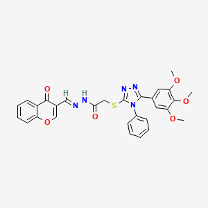 molecular formula C29H25N5O6S B5507719 N'-[(4-oxo-4H-chromen-3-yl)methylene]-2-{[4-phenyl-5-(3,4,5-trimethoxyphenyl)-4H-1,2,4-triazol-3-yl]thio}acetohydrazide 