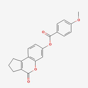 molecular formula C20H16O5 B5507724 4-氧代-1,2,3,4-四氢环戊[c]色烯-7-基 4-甲氧基苯甲酸酯 
