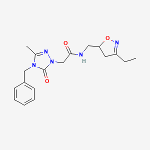 molecular formula C18H23N5O3 B5507730 2-(4-benzyl-3-methyl-5-oxo-4,5-dihydro-1H-1,2,4-triazol-1-yl)-N-[(3-ethyl-4,5-dihydro-5-isoxazolyl)methyl]acetamide 