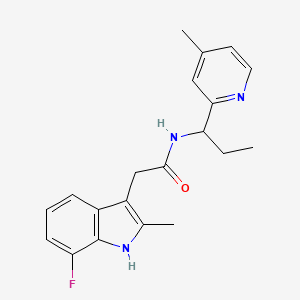 molecular formula C20H22FN3O B5507740 2-(7-fluoro-2-methyl-1H-indol-3-yl)-N-[1-(4-methyl-2-pyridinyl)propyl]acetamide 