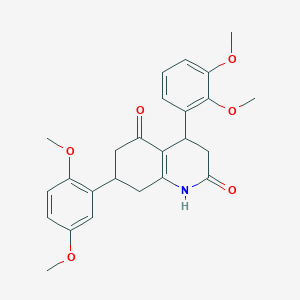 molecular formula C25H27NO6 B5507771 4-(2,3-dimethoxyphenyl)-7-(2,5-dimethoxyphenyl)-4,6,7,8-tetrahydro-2,5(1H,3H)-quinolinedione 