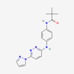molecular formula C18H20N6O B5507804 2,2-dimethyl-N-(4-{[6-(1H-pyrazol-1-yl)-3-pyridazinyl]amino}phenyl)propanamide 