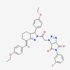 1-{2-[7-(4-ethoxybenzylidene)-3-(4-ethoxyphenyl)-3,3a,4,5,6,7-hexahydro-2H-indazol-2-yl]-2-oxoethyl}-5-(3-fluorophenyl)-3a,6a-dihydropyrrolo[3,4-d][1,2,3]triazole-4,6(1H,5H)-dione