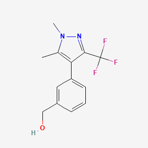 molecular formula C13H13F3N2O B5507821 {3-[1,5-dimethyl-3-(trifluoromethyl)-1H-pyrazol-4-yl]phenyl}methanol 