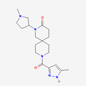 molecular formula C19H29N5O2 B5507836 9-[(3-methyl-1H-pyrazol-5-yl)carbonyl]-2-(1-methylpyrrolidin-3-yl)-2,9-diazaspiro[5.5]undecan-3-one 