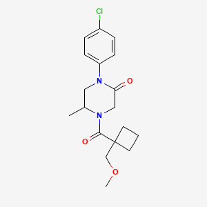 molecular formula C18H23ClN2O3 B5507863 1-(4-chlorophenyl)-4-{[1-(methoxymethyl)cyclobutyl]carbonyl}-5-methyl-2-piperazinone 