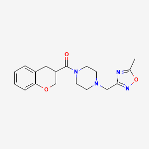 molecular formula C18H22N4O3 B5508023 1-(3,4-dihydro-2H-chromen-3-ylcarbonyl)-4-[(5-methyl-1,2,4-oxadiazol-3-yl)methyl]piperazine 