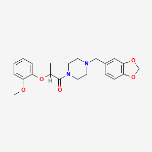 molecular formula C22H26N2O5 B5508031 1-(1,3-苯并二氧杂环戊-5-基甲基)-4-[2-(2-甲氧基苯氧基)丙酰基]哌嗪 