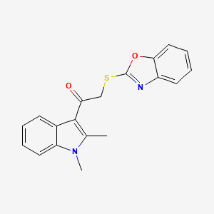 2-(1,3-benzoxazol-2-ylthio)-1-(1,2-dimethyl-1H-indol-3-yl)ethanone