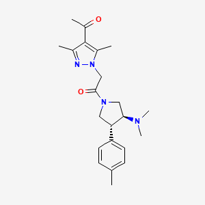 molecular formula C22H30N4O2 B5508117 1-(1-{2-[(3S*,4R*)-3-(dimethylamino)-4-(4-methylphenyl)-1-pyrrolidinyl]-2-oxoethyl}-3,5-dimethyl-1H-pyrazol-4-yl)ethanone 