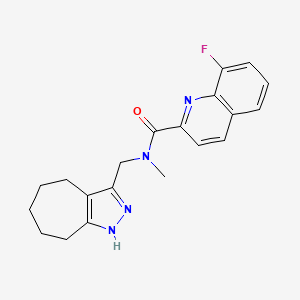 molecular formula C20H21FN4O B5508130 8-fluoro-N-(1,4,5,6,7,8-hexahydrocyclohepta[c]pyrazol-3-ylmethyl)-N-methyl-2-quinolinecarboxamide 