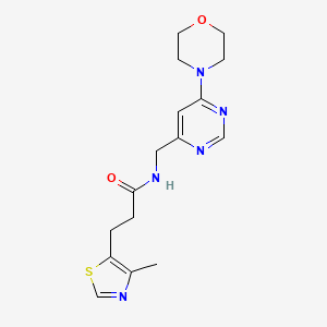 molecular formula C16H21N5O2S B5508149 3-(4-methyl-1,3-thiazol-5-yl)-N-{[6-(4-morpholinyl)-4-pyrimidinyl]methyl}propanamide 