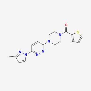 molecular formula C17H18N6OS B5508167 3-(3-methyl-1H-pyrazol-1-yl)-6-[4-(2-thienylcarbonyl)-1-piperazinyl]pyridazine 