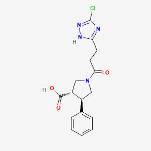 molecular formula C16H17ClN4O3 B5508175 (3S*,4R*)-1-[3-(3-chloro-1H-1,2,4-triazol-5-yl)propanoyl]-4-phenylpyrrolidine-3-carboxylic acid 