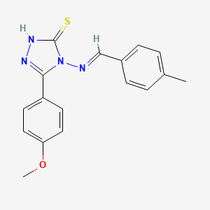 molecular formula C17H16N4OS B5508183 5-(4-methoxyphenyl)-4-[(4-methylbenzylidene)amino]-4H-1,2,4-triazole-3-thiol 