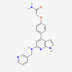 molecular formula C21H19N5O2 B5508192 2-(4-{6-[(pyridin-3-ylmethyl)amino]-1H-pyrrolo[2,3-b]pyridin-4-yl}phenoxy)acetamide 
