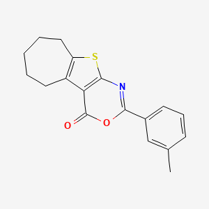 molecular formula C18H17NO2S B5508196 2-(3-甲基苯基)-6,7,8,9-四氢-4H,5H-环庚并[4,5]噻吩并[2,3-d][1,3]噁嗪-4-酮 