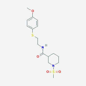 molecular formula C16H24N2O4S2 B5508224 N-{2-[(4-methoxyphenyl)thio]ethyl}-1-(methylsulfonyl)-3-piperidinecarboxamide 