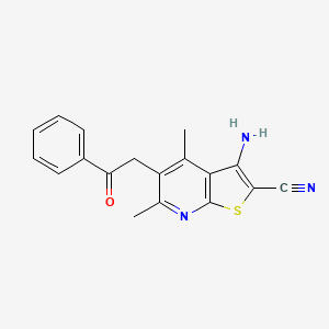 molecular formula C18H15N3OS B5508242 3-氨基-4,6-二甲基-5-(2-氧代-2-苯乙基)噻吩并[2,3-b]吡啶-2-腈 CAS No. 5911-57-9