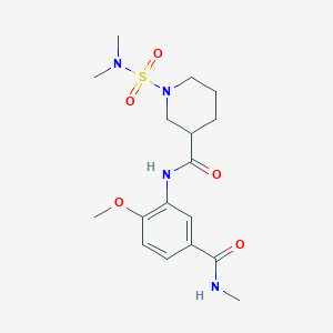 molecular formula C17H26N4O5S B5508257 1-[(dimethylamino)sulfonyl]-N-{2-methoxy-5-[(methylamino)carbonyl]phenyl}-3-piperidinecarboxamide 