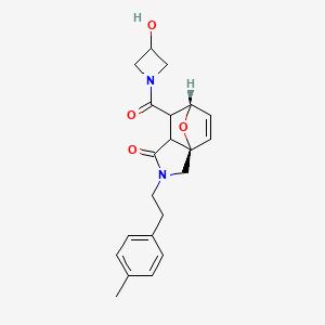 molecular formula C21H24N2O4 B5508265 (3aR*,6S*)-7-[(3-hydroxyazetidin-1-yl)carbonyl]-2-[2-(4-methylphenyl)ethyl]-2,3,7,7a-tetrahydro-3a,6-epoxyisoindol-1(6H)-one 