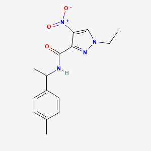 molecular formula C15H18N4O3 B5508304 1-乙基-N-[1-(4-甲基苯基)乙基]-4-硝基-1H-吡唑-3-甲酰胺 