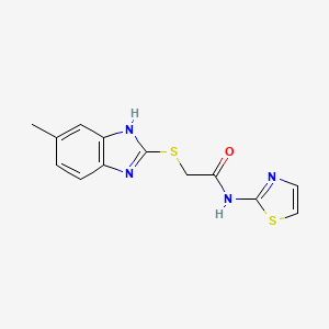 molecular formula C13H12N4OS2 B5508339 2-[(5-methyl-1H-benzimidazol-2-yl)thio]-N-1,3-thiazol-2-ylacetamide 