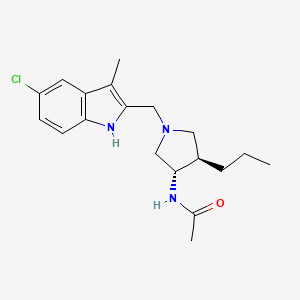molecular formula C19H26ClN3O B5508380 N-{(3S*,4R*)-1-[(5-chloro-3-methyl-1H-indol-2-yl)methyl]-4-propyl-3-pyrrolidinyl}acetamide 