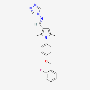 molecular formula C22H20FN5O B5508413 N-[(1-{4-[(2-fluorobenzyl)oxy]phenyl}-2,5-dimethyl-1H-pyrrol-3-yl)methylene]-4H-1,2,4-triazol-4-amine 
