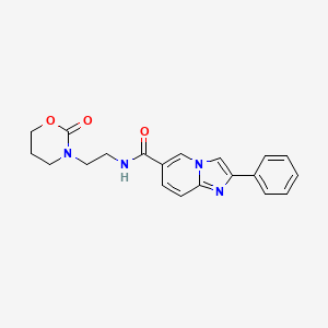 molecular formula C20H20N4O3 B5508495 N-[2-(2-氧代-1,3-恶唑烷-3-基)乙基]-2-苯基咪唑并[1,2-a]吡啶-6-甲酰胺 