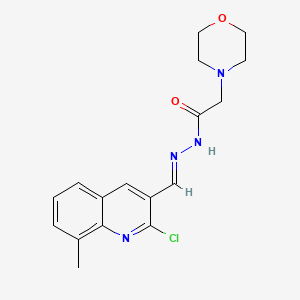 molecular formula C17H19ClN4O2 B5508513 N'-[(2-chloro-8-methyl-3-quinolinyl)methylene]-2-(4-morpholinyl)acetohydrazide 