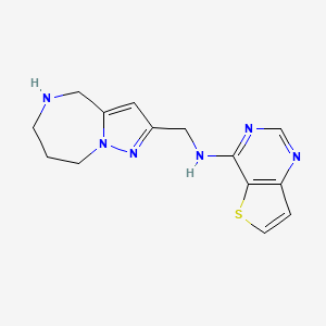 molecular formula C14H16N6S B5508539 N-(5,6,7,8-tetrahydro-4H-pyrazolo[1,5-a][1,4]diazepin-2-ylmethyl)thieno[3,2-d]pyrimidin-4-amine dihydrochloride 